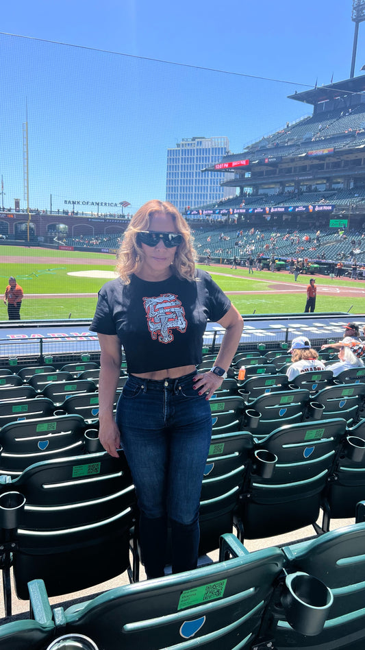 Orange Aztec SF Ladies Crop Top